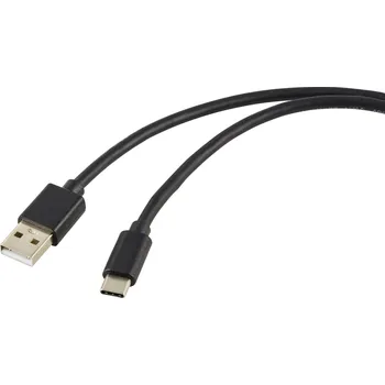 Prodlužovací kabel Renkforce Nabíjecí kabel USB USB 2.0 USB-A zástrčka, USB-C ® zástrčka 1.80 m černá PVC plášť RF-5771532