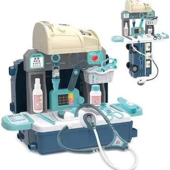 Hra na obchod Doktorská sada pro děti Bavytoy Lékařský set 3v1 bus modrý