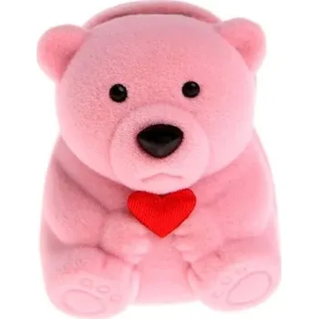 Dárková krabička Dárková krabička na náušnice | krabička na prstýnek, styl medvídek - Růžová