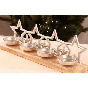 Vánoční svícen Paramit Dřevěný adventní svícen hvězdy se zápichem 48 cm mangovníkové dřevo