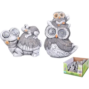 Zahradní dekorace Želva / Sova s mláďaty solární 16x10x16cm