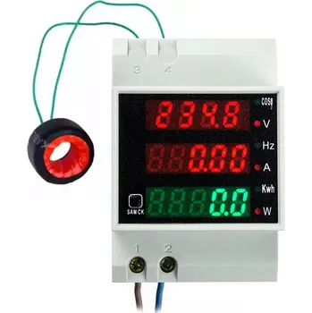 spínaný zdroj Multifunkční měřidlo napětí, proudu a spotřeby na DIN lištu AC 80~260V/100A - toroidní proudový transformátor