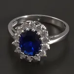 Goldpoint Prsten oválný safír bílé zlato Velikost: 58, Váha: 3.45 g