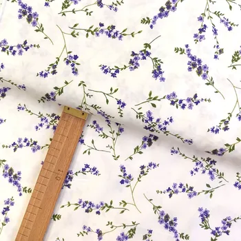 Bavlněné plátno - Levandule na bílé - šíře 150cm