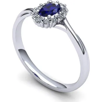 Prsten Dámský prsten s modrým safírem a brilianty PDB20005 Materiál: Červené zlato 14kt, Velikost: 54