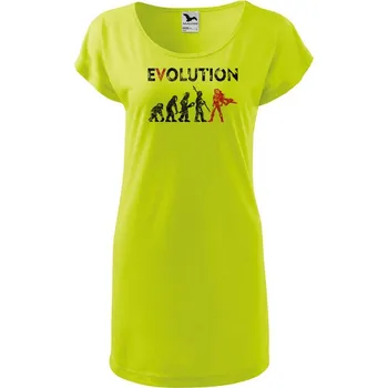 Dámské oblečení DOBRÝ TRIKO Dámské tričko/šaty Evoluce hrdinka Velikost: L, Barva: Limetková