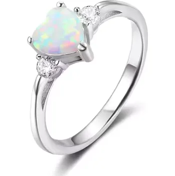 Prsten Stříbrný prstýnek OPÁLOVÉ SRDÍČKO Velikost prstenu: 6 (EU: 51-53) Ag 925; ≤1,8 g.