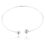 MINET Stříbrný pevný náhrdelník s kuličkami pro úzký krk