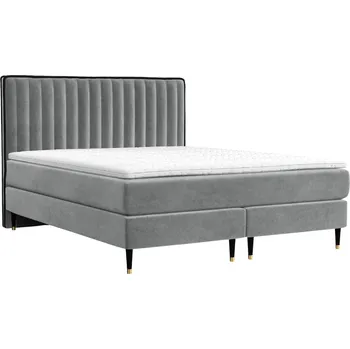 Postel Maison de Rêve Šedá sametová postel boxspring RHODES 180 x 200 cm