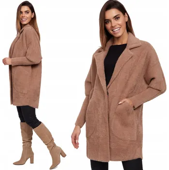Dámský kabát Fashionweek Fashionweek Dámský kabát z alpaky měkký vlněný kabát BR01 Camel Universal