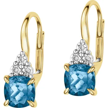 Náušnice Náušnice ze žlutého a bílého zlata s brilianty a topazy London Blue - ryzost 585 - 103.846