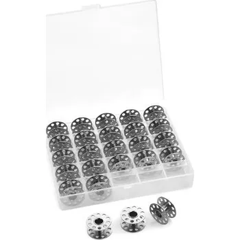 Příslušenství k šicímu stroji krabička na cívky + 25ks kovových CB cívek