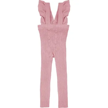 DĚTSKÉ BAVLNĚNÉ LEGÍNY CONDOR S KŠANDAMI A VOLÁNKY, PALE PINK Velikost: 4 | výška 95-106 cm