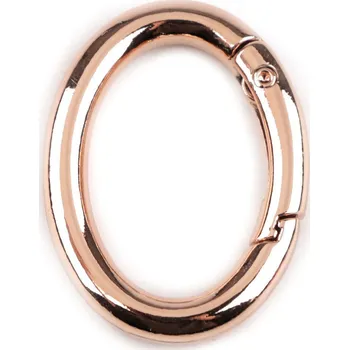 Karabina oválná na kabelky / kroužek na klíče, barva 7 růžové zlato