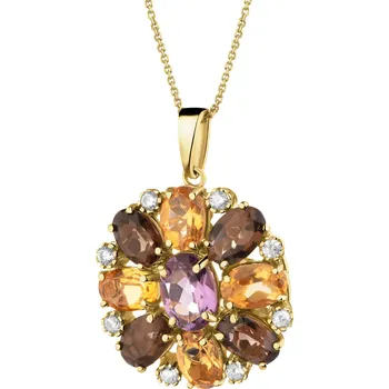 Přívěsek Zlatý přívěsek s ametystem, citríny, záhnědou a zirkony - květ - AP539-9407