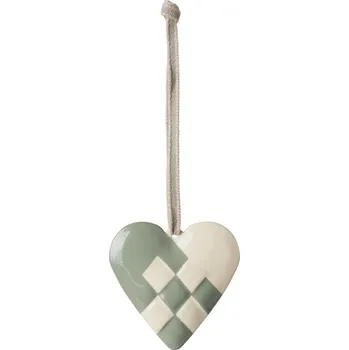 Vánoční dekorace Maileg Vánoční kovová ozdoba Srdce spletené Mint Maileg Metal Ornament, Large Heart - Mint