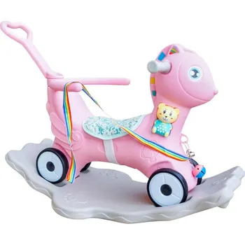 Houpací kůň Aga4Kids Plastový houpací koník 2v1 DS3803 Růžový
