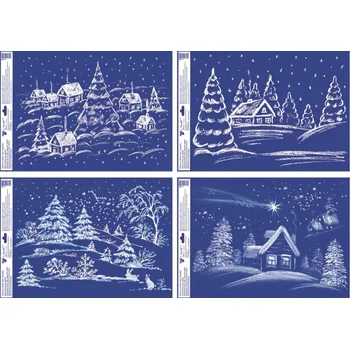 Anděl Přerov Okenní fólie s glitry 35 x 50 cm zimní zasněžená krajina mix motivů