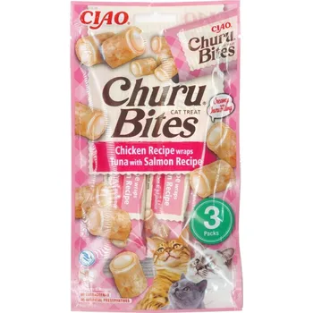 Krmivo pro kočku Churu Cat Bites Chicken wraps&Tuna Salmon Purée 3x10g