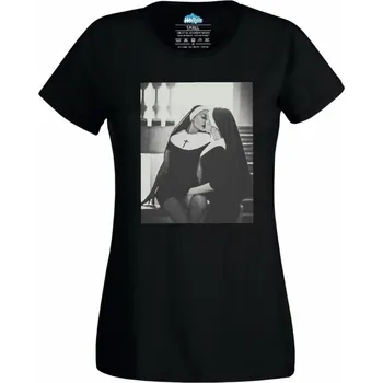 Dámské tričko Hříšné Jeptišky Polibek (Velikost: 4XL, Barva: Černá)
