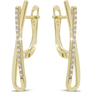 Náušnice biju Pozlacené náušnice 14k, smyčky se zirkony 1003280