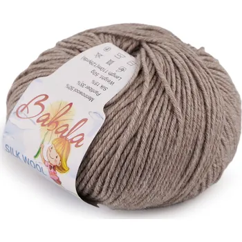 Příze Pletací vlněná, hedvábná příze Babala 50 g, barva 4 (027) béžová