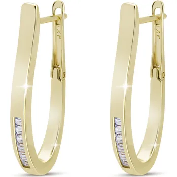 Náušnice biju Pozlacené náušnice 14k, prodloužené oválky se zirkony 1003281