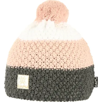 Čepice Capu 424A W - šedá/růžová/bílá UNI čepice