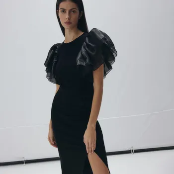 Dámská sukně Reserved - Midi sukně s růží - černý - XD155-99X - XD155-99X-XS