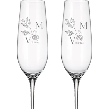 Sklenice Dekorant Svatební sklenice na šampaňské PRSTÝNKY 270 ml 2KS