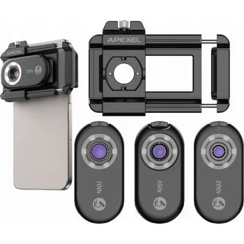 Apexel 3x čočka DIGITÁLNÍ MIKROSKOP 200x 150x 100x CPL filtr pro telefon Telefon / APL-MS3IN1