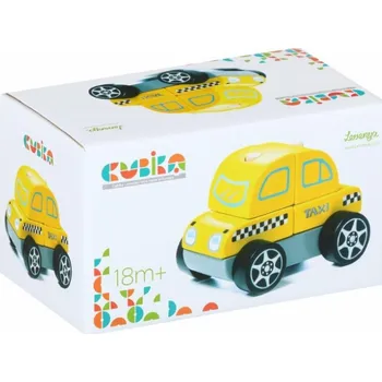 Dřevěná hračka Závodní vůz k silikonové autodráze ROAD - skládací taxi 5 dílů