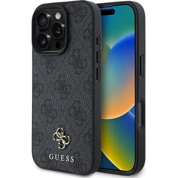 Pouzdro na mobilní telefon Guess PU 4G Small Metal Logo MagSafe Zadní Kryt pro iPhone 16 Pro Max Barva: Černá