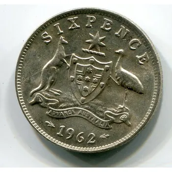 AUSTRÁLIE. 6 pence 1962. Ag.