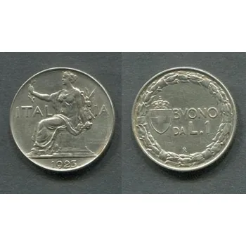 ITÁLIE. 1 lira 1923. KM-62