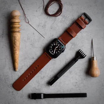 Řemínek na hodinky KOŽENÝ ŘEMÍNEK NA APPLE WATCH MASTER - HNĚDÝ ČERNÝ, 40 / 41 / 42 mm Vidra Brand