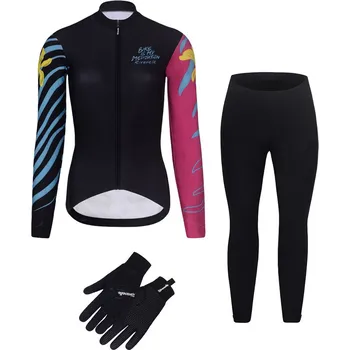 Cyklistická bunda RIVANELLE Cyklistický mega set - MEDITATION WINTER - černá/růžová