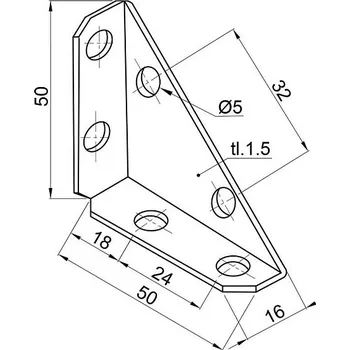 Bednářský roh černý 3 varianty Rozměr: 50x50mm, Povrch: černý