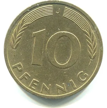 NĚMECKO. 10 Pfennig 1988/J