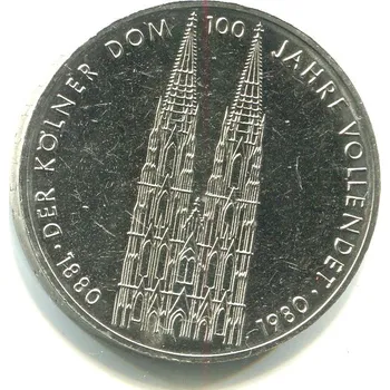 Sběratelství NĚMECKO. 5 Mark 1980/F. 100. výročí dokončení chrámu v Köln a. R.