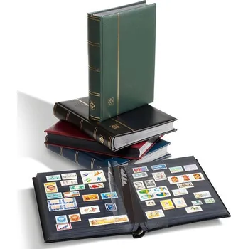 Obal pro sběratelský předmět Leuchtturm Zásobník na známky PREMIUM A4, s 64 černými stranami, vazba z polstrované kůže, zelená
