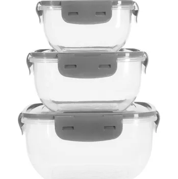 Nádobí EXCELLENT HOUSEWARE Dóza na potraviny 3 ks šedá KO-024001550seda