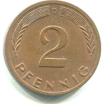 NĚMECKO. 2 Pfennig 1976/D