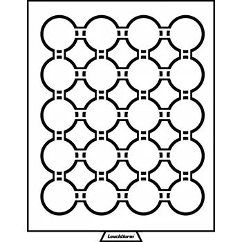 Sběratelství Leuchtturm Box s 20 poli na kapsle CAPS 39, kouřová barva, se sametově červenou výstelkou