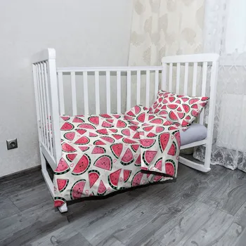 Povlečení Sablio Mikroplyšové dětské povlečení do postýlky Vodní meloun - 100x135 / 40x60