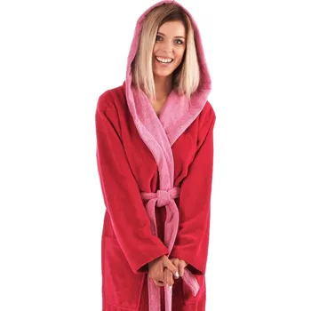 Dámské noční prádlo Župan Tampa duo s kapucí malinový 39 59 3430 - XL