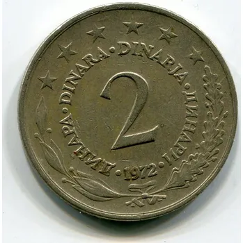 JUGOSLÁVIE. 2 dinara 1972.