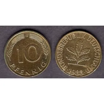 NĚMECKO. 10 pfennig 1988/G.