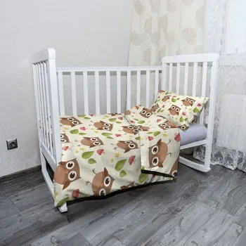 Povlečení Sablio Mikroplyšové dětské povlečení do postýlky Sovy - 100x135 / 40x60