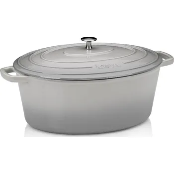 Hrnec KELA Pekáč litinový oválný s poklicí Calido 36x29 cm světle šedá